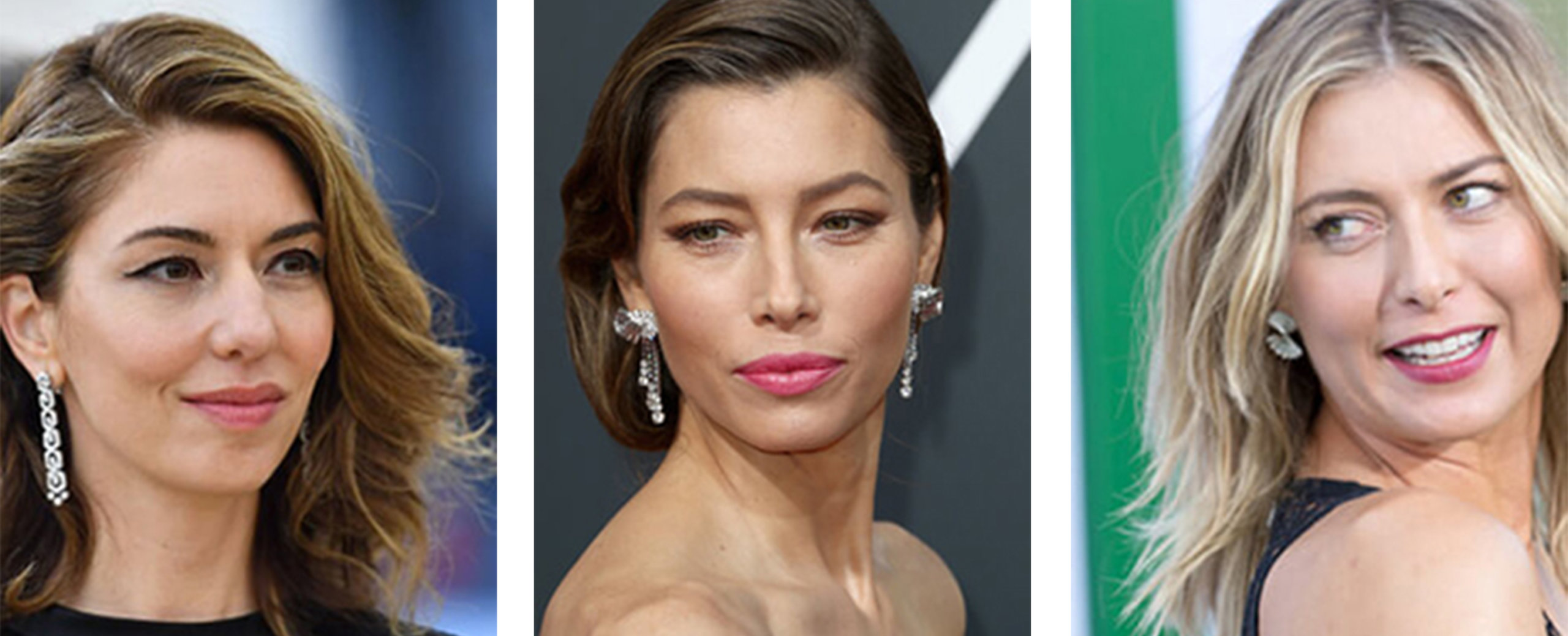 Diamond earrings worn by Sofia Coppola, Jessica Biel & Maria Sharapova to showcase stunning celebrity jewelry pieces