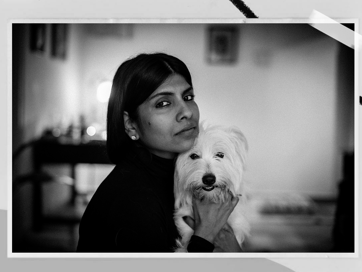 Megha wearing the heirloom diamond earrings gifted by her grandmother.