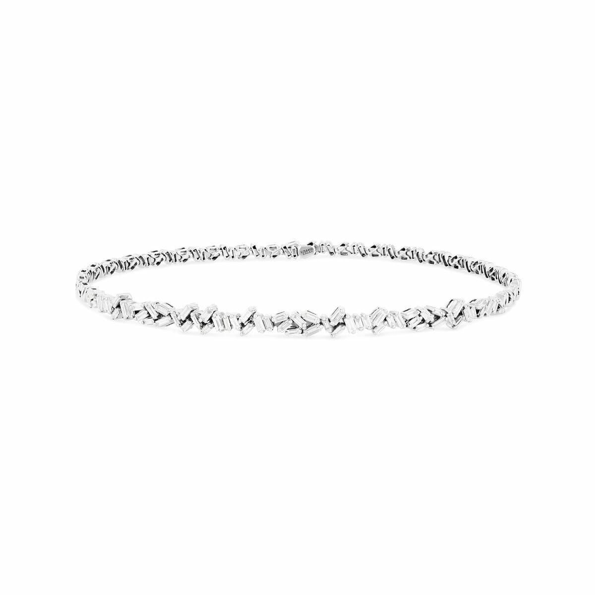 18k White Gold Fireworks Zigzag Baguette Choker