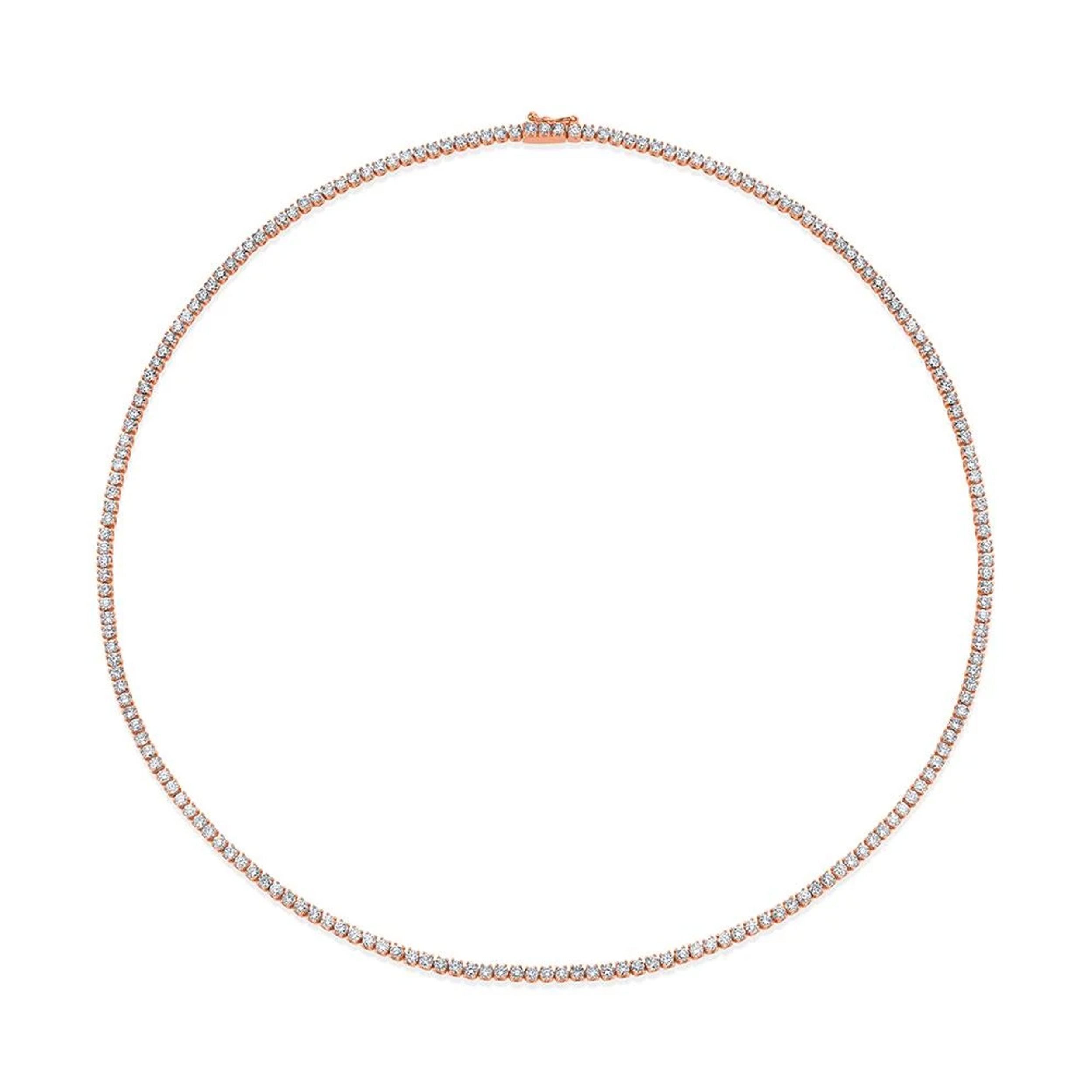 Collier Hepburn en or rose et diamants 40 cm