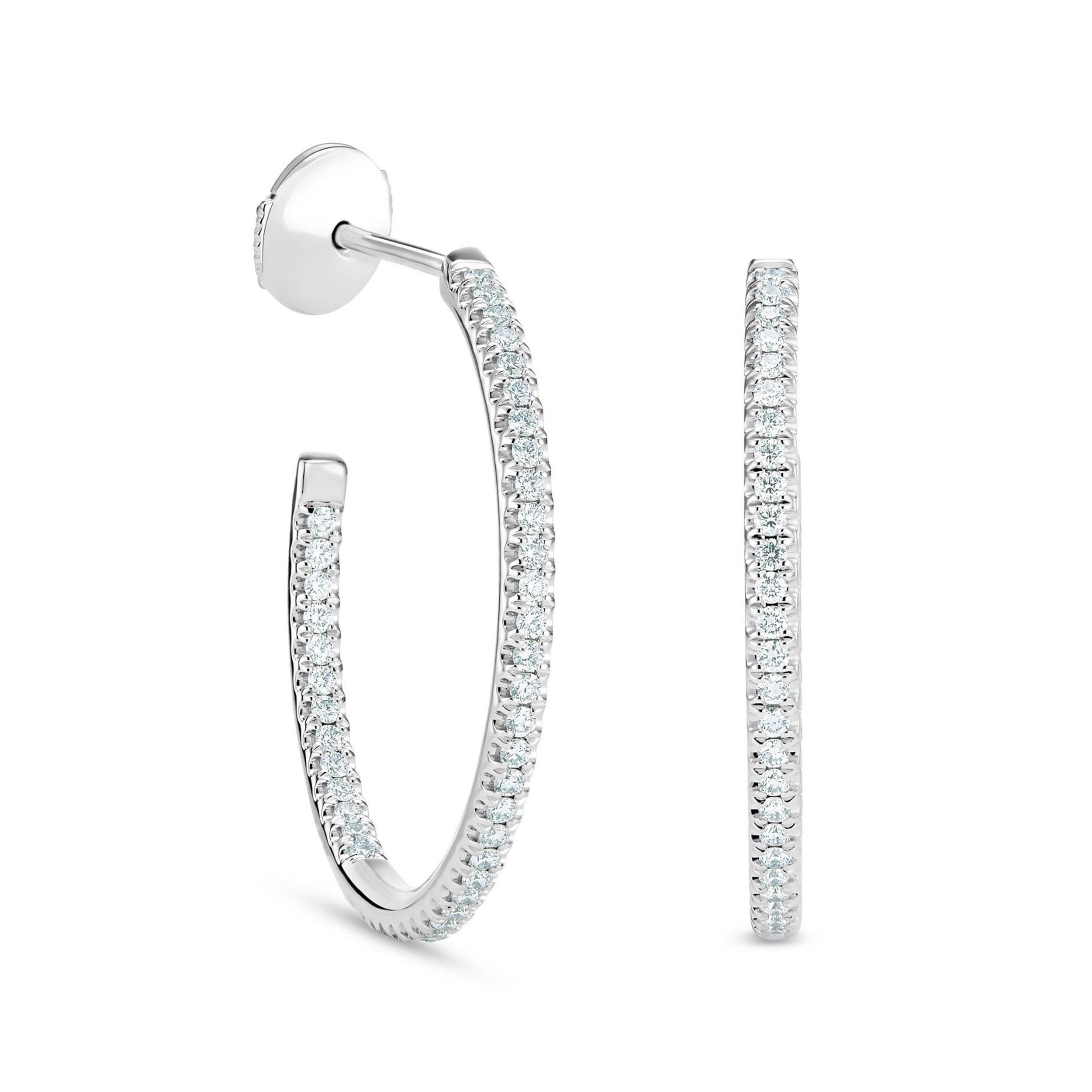 DB Classic Hoop Earrings in White Gold