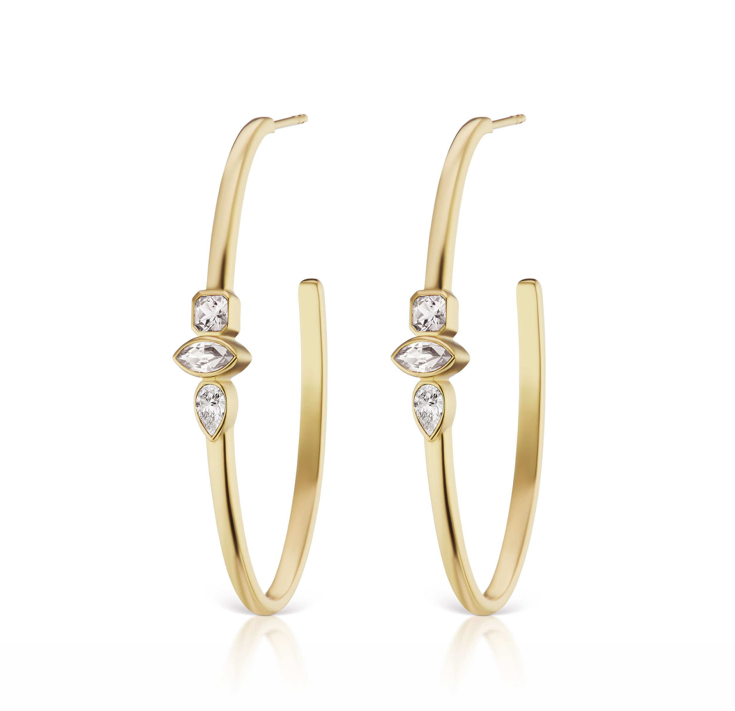 Polished Hoops with Diamonds