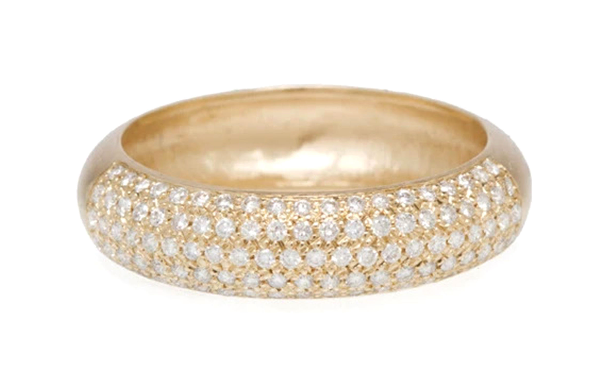 14k Half Round Wide Band With Pave Diamonds