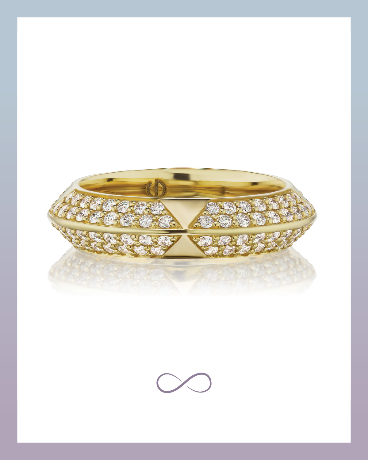 Rosa Two row pave eternity band with diamonds from Harwell Godfrey set in yellow gold