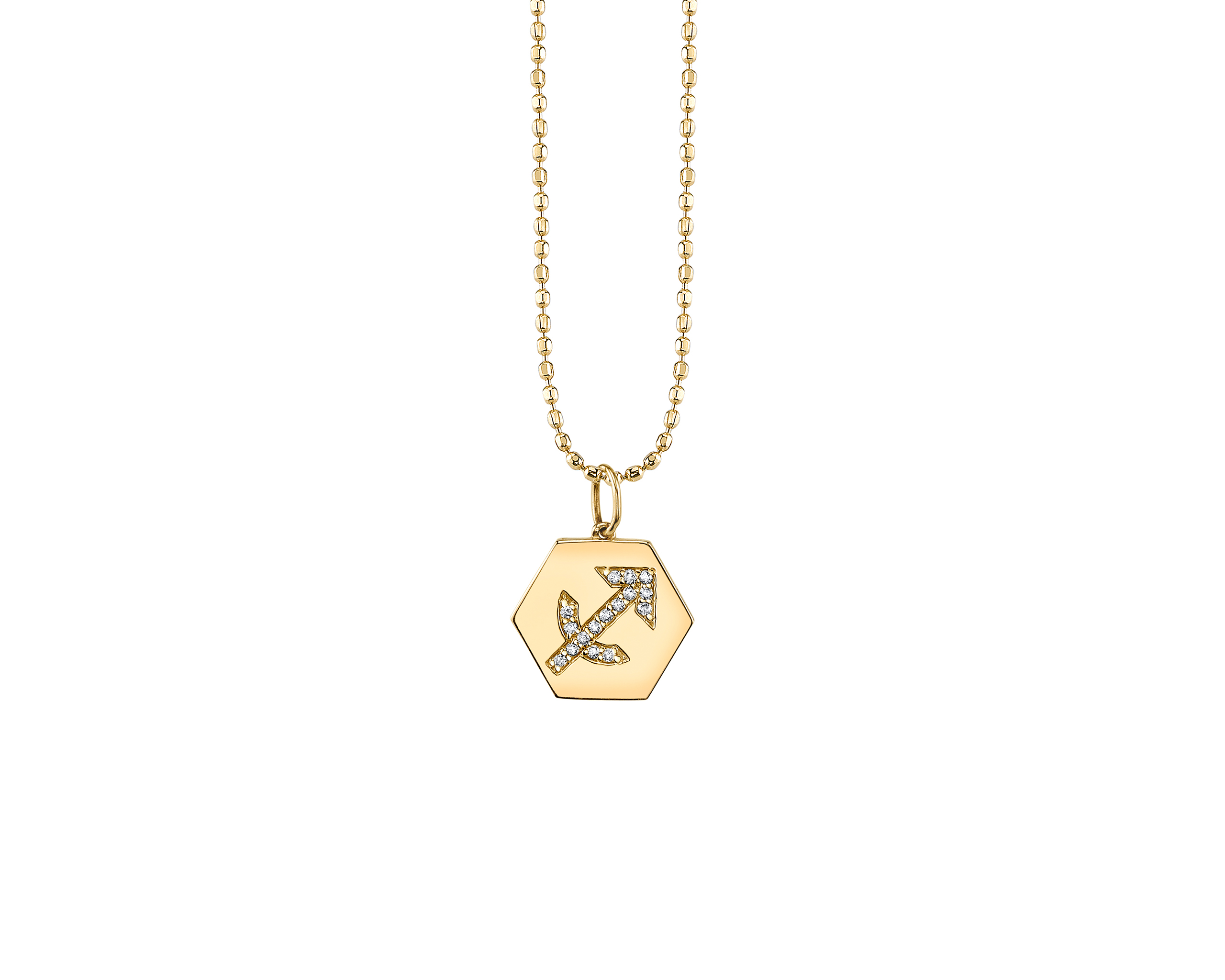 Gold & Diamond Hexagon Zodiac Necklace