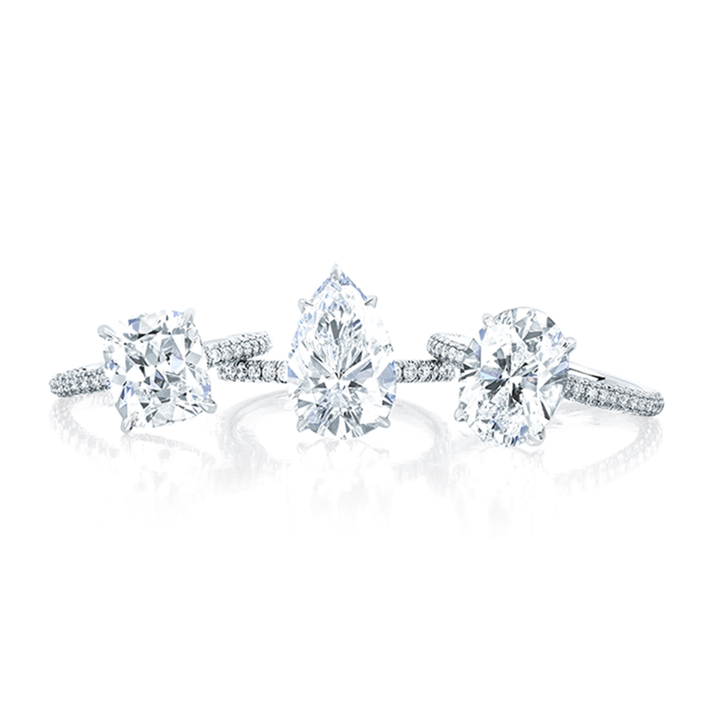 EF Cushion Pear Oval Engagement Ring Group