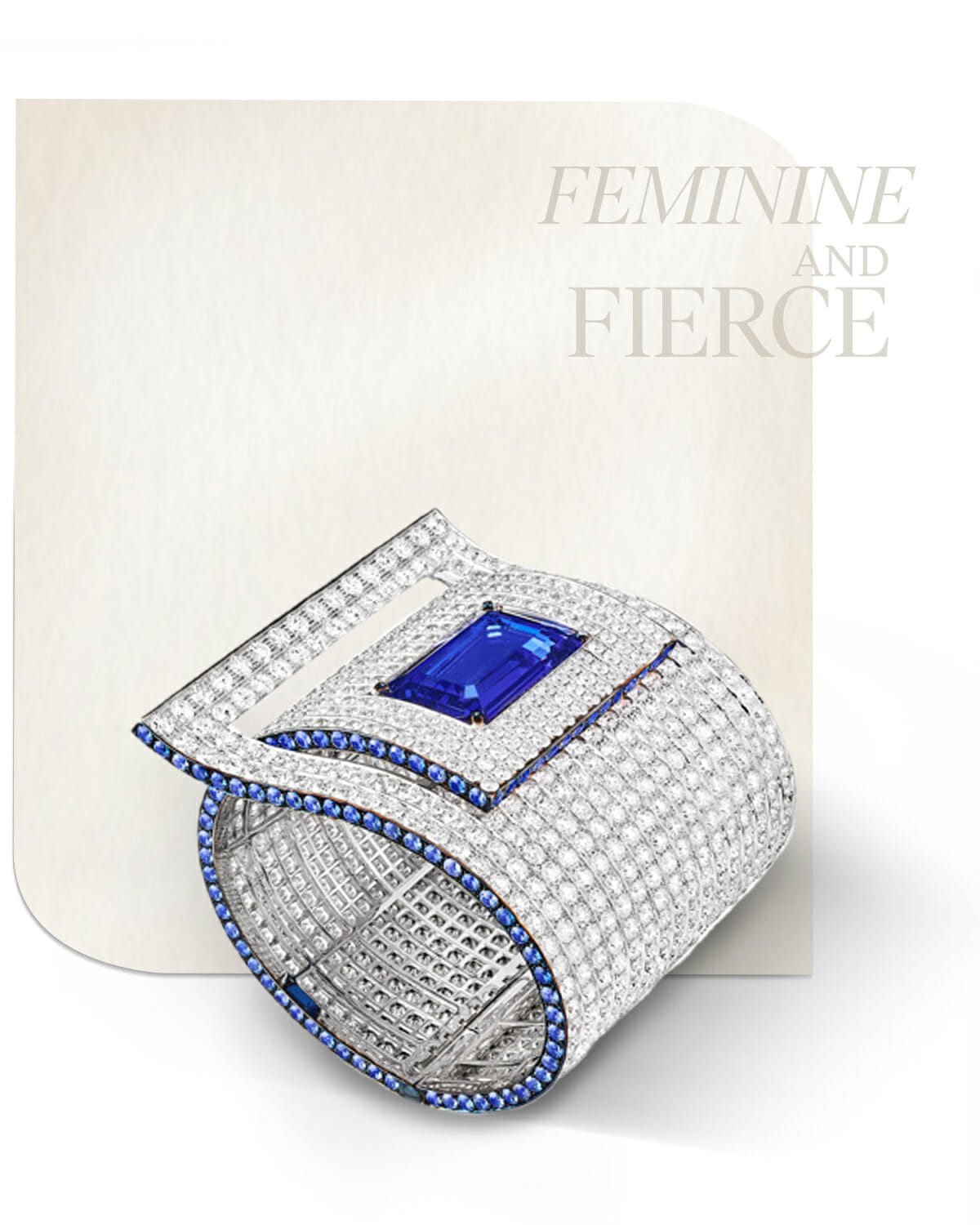 white gold, diamond, sapphire and tanzanite Buckle cuff