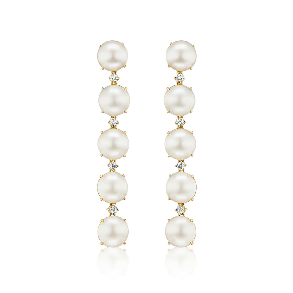 Confetti Pearl and Diamond Drop Earrings