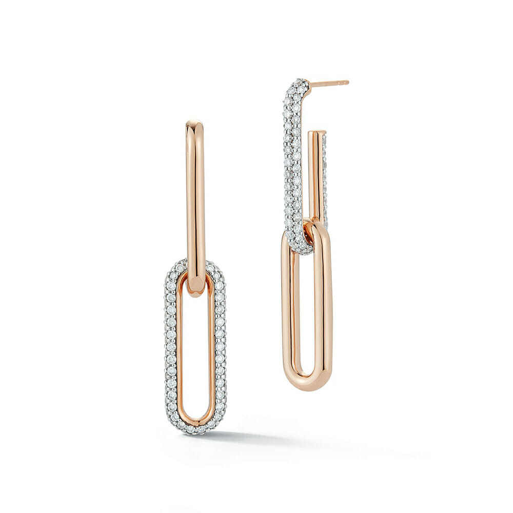 18K Rose Gold, White Rhodium and Diamond Earrings