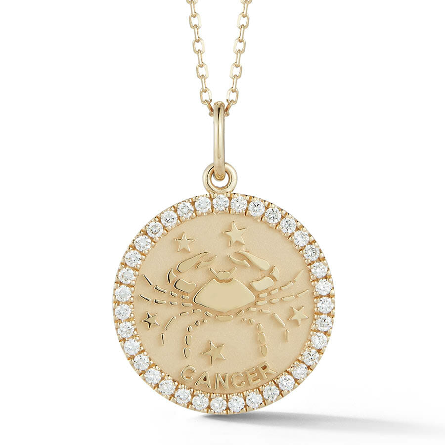 14 kt gold large cancer zodiac coin