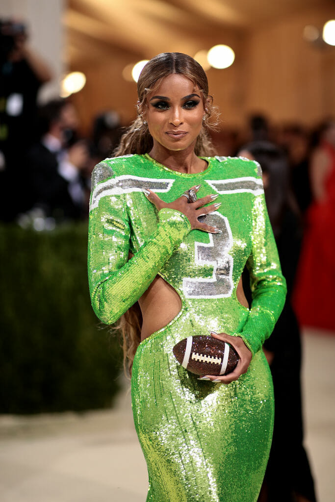 2021 met gala jewelry looks diamonds red carpet ciara football dress