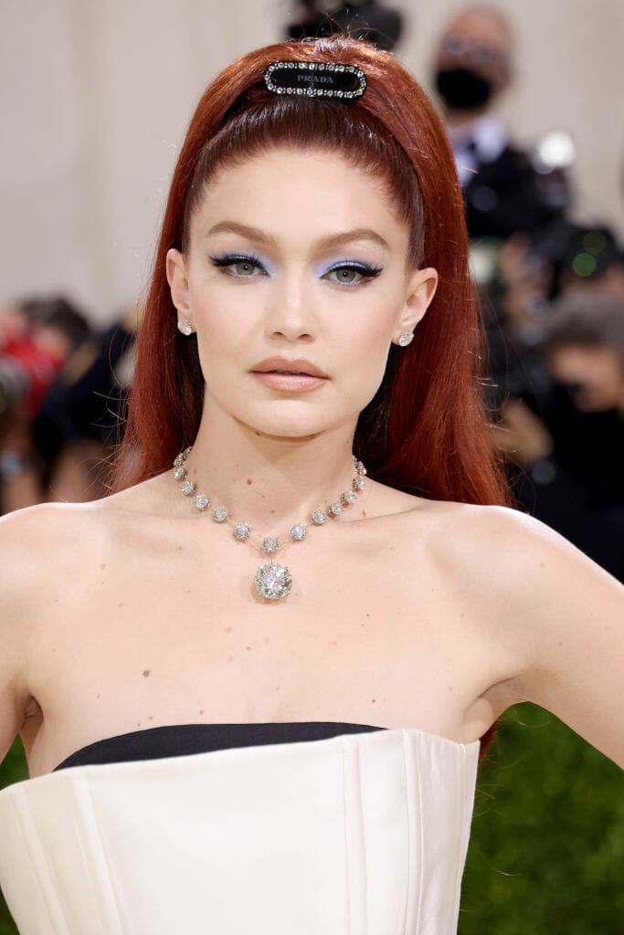 2021 met gala jewelry looks diamonds red carpet gigi hadid jacob and co necklace