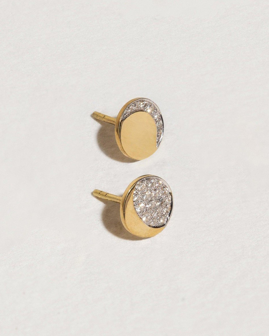 sustainable jewelry designer gold and diamond earrings pamela love