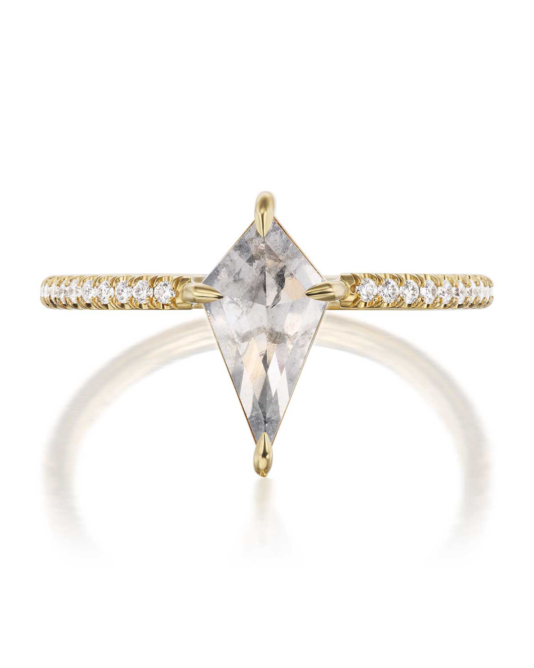 kite shaped diamond engagement ring