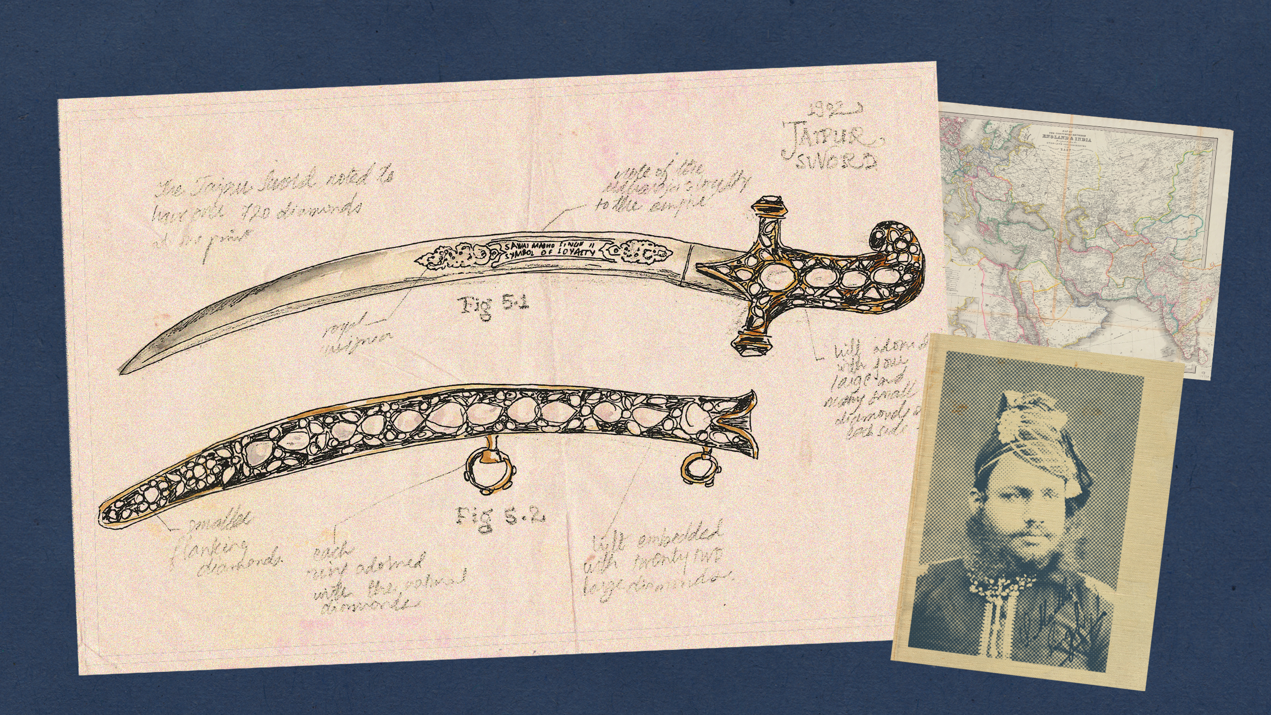 Jaipur Sword with 720 natural diamonds