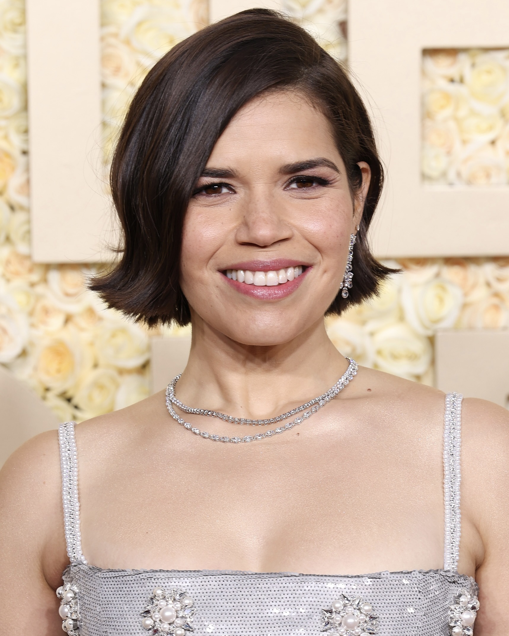 America Ferrera at the 2024 Golden Globes in Natural Diamond Jewelry