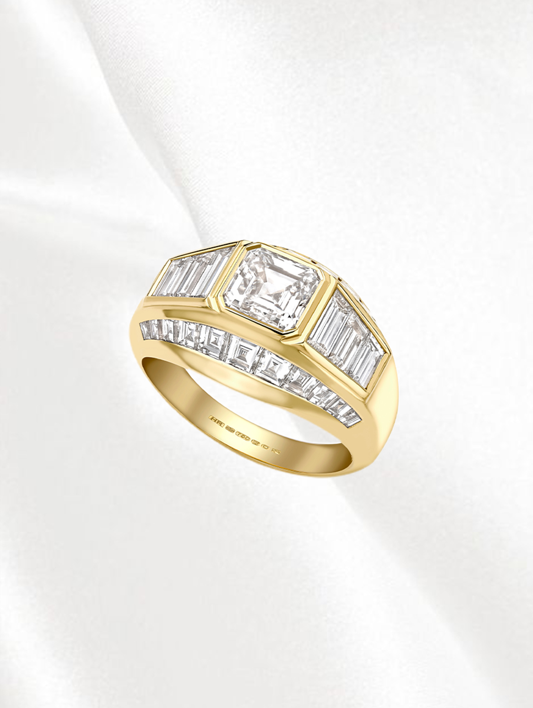 Ring with diamond baguettes from Hattie Rickards