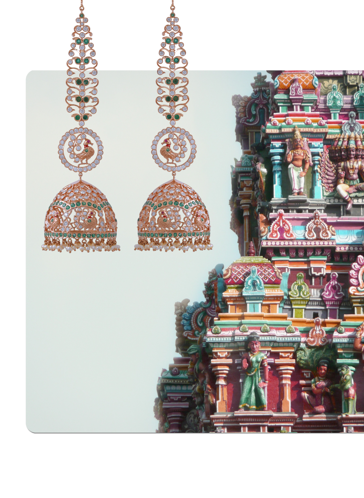 The dangling, bell-shaped jhumka earrings