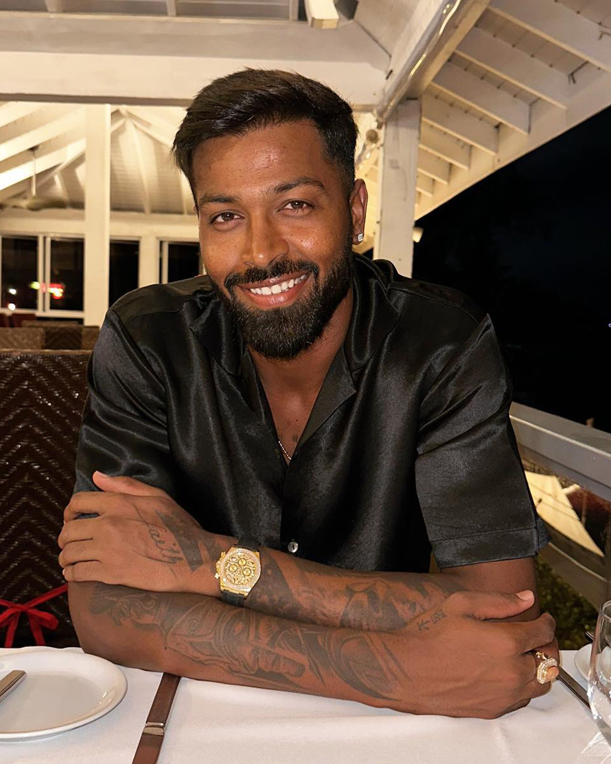 Hardik Pandya wearing Rolex Eye of the Tiger diamond watch